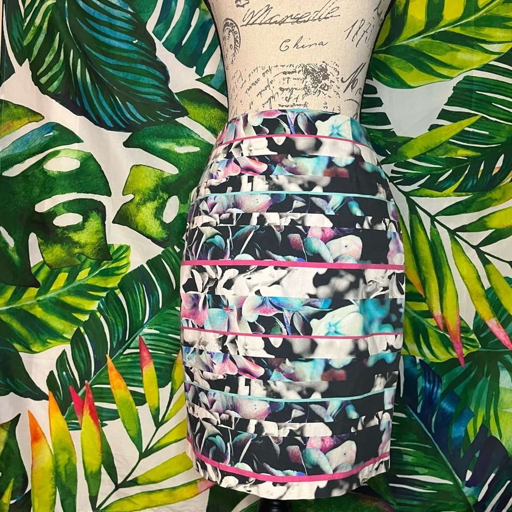 Euc $170 Pol Australia Floral Full Zip Spring Summer Easter Floral Pencil Skirt